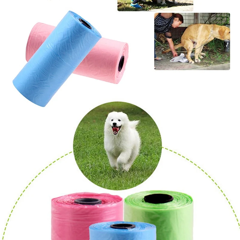 Pet Supply Cat Dog Poop Waste Bags Outdoor Home Clean Refill Green Eco-Friendly Solid Color Garbage Bag