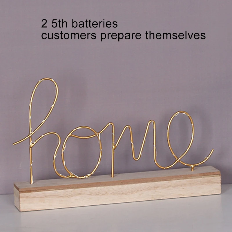  Battery Operated Night lamp Nordic Wooden Base Iron Love Home Letter Night Light Cozy Bedroom Desk  - 33035417161