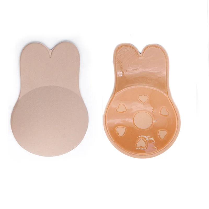 

2pcs Breathable Gel Breast Nipple Cover Bra Gather Soft Removable Pads Rabbit Push Up Sticky Cup Insert Adhesive Chest Padding 5