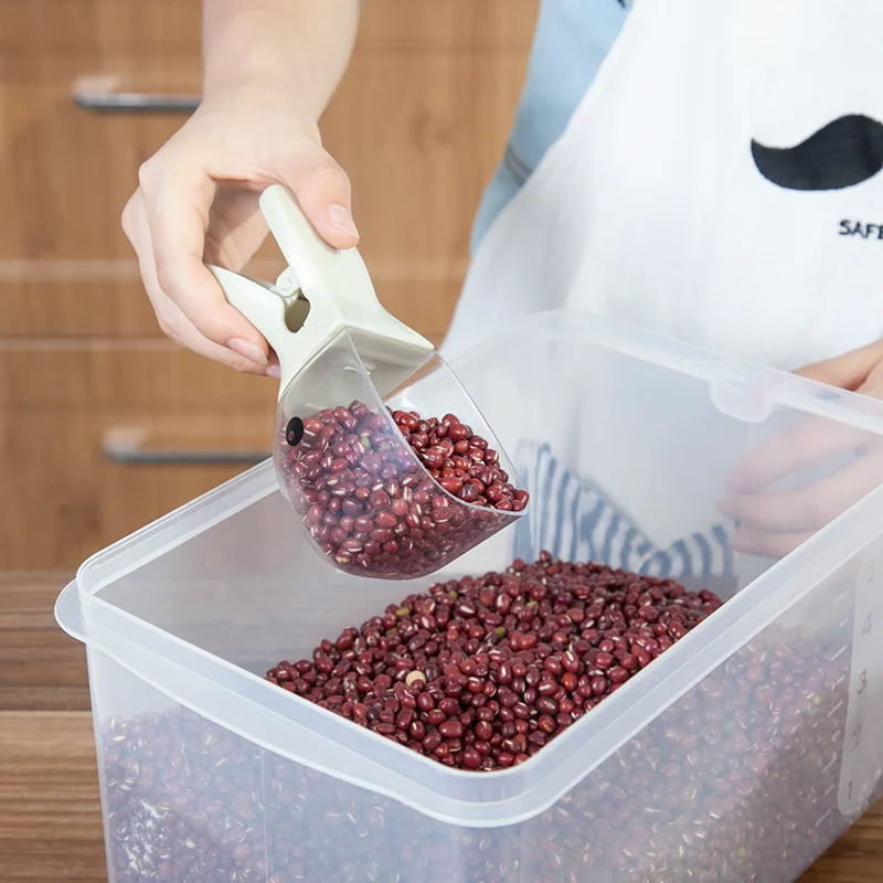 

Multifunction Artifact Cute Duck Head Shape Plastic Wash Rice Shovel Water Bailer Spoon Sealing Clip Scoop Home Kitchen Spoons