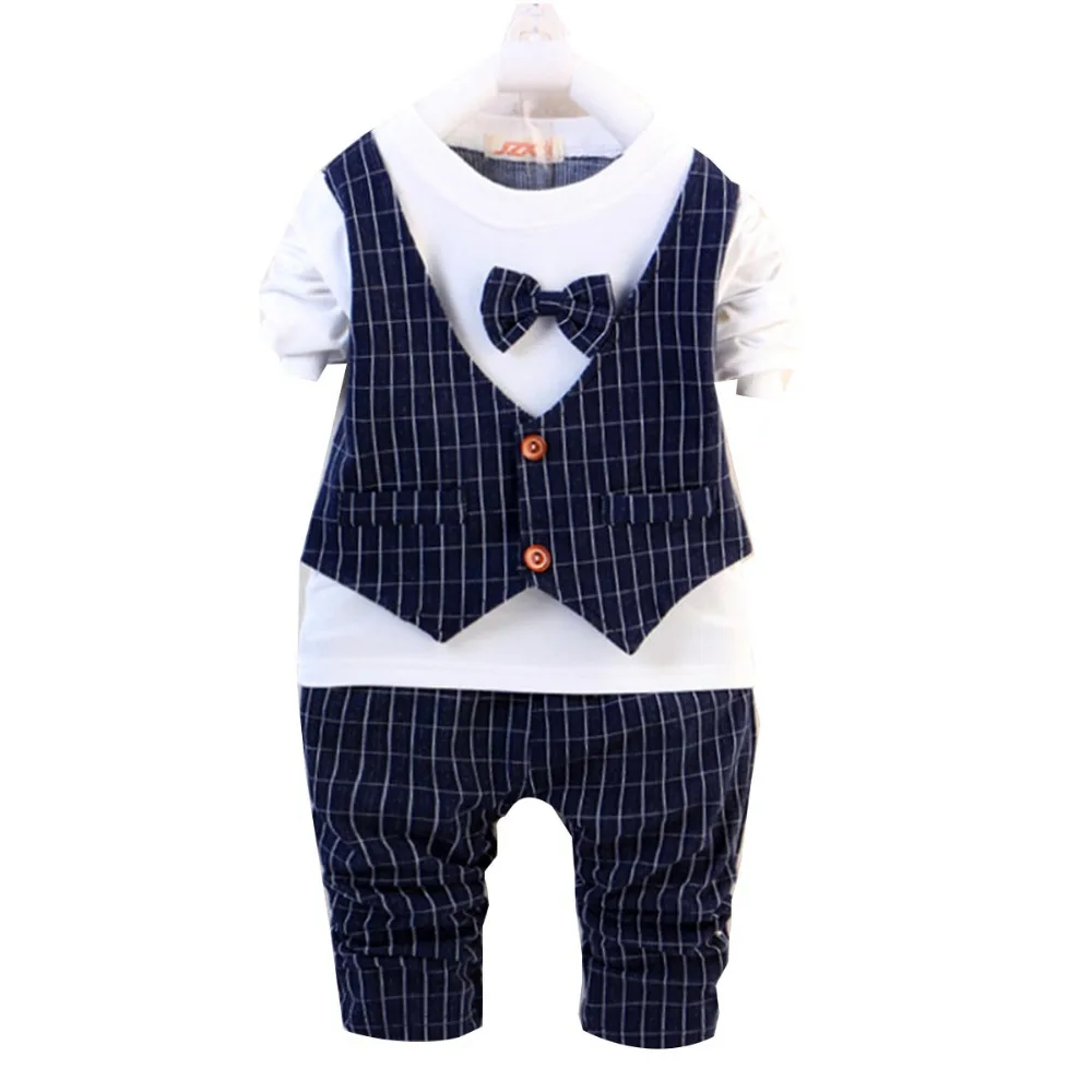

kids uniform clothes for school birthday suits long sleeve Vest shirt cotton striped pants baby boy gentleman clothing sets