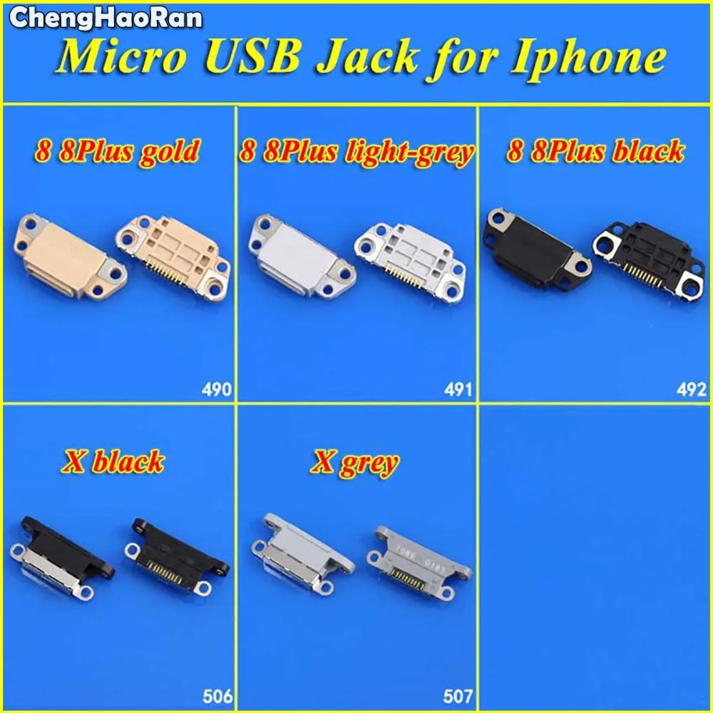 ChengHaoRan DC разъем питания для iPhone 4 4G 4S 5 5G 6 6Plus 6S 7 7G 7P 8 8P X зарядный порт Гнездо Micro USB разъем
