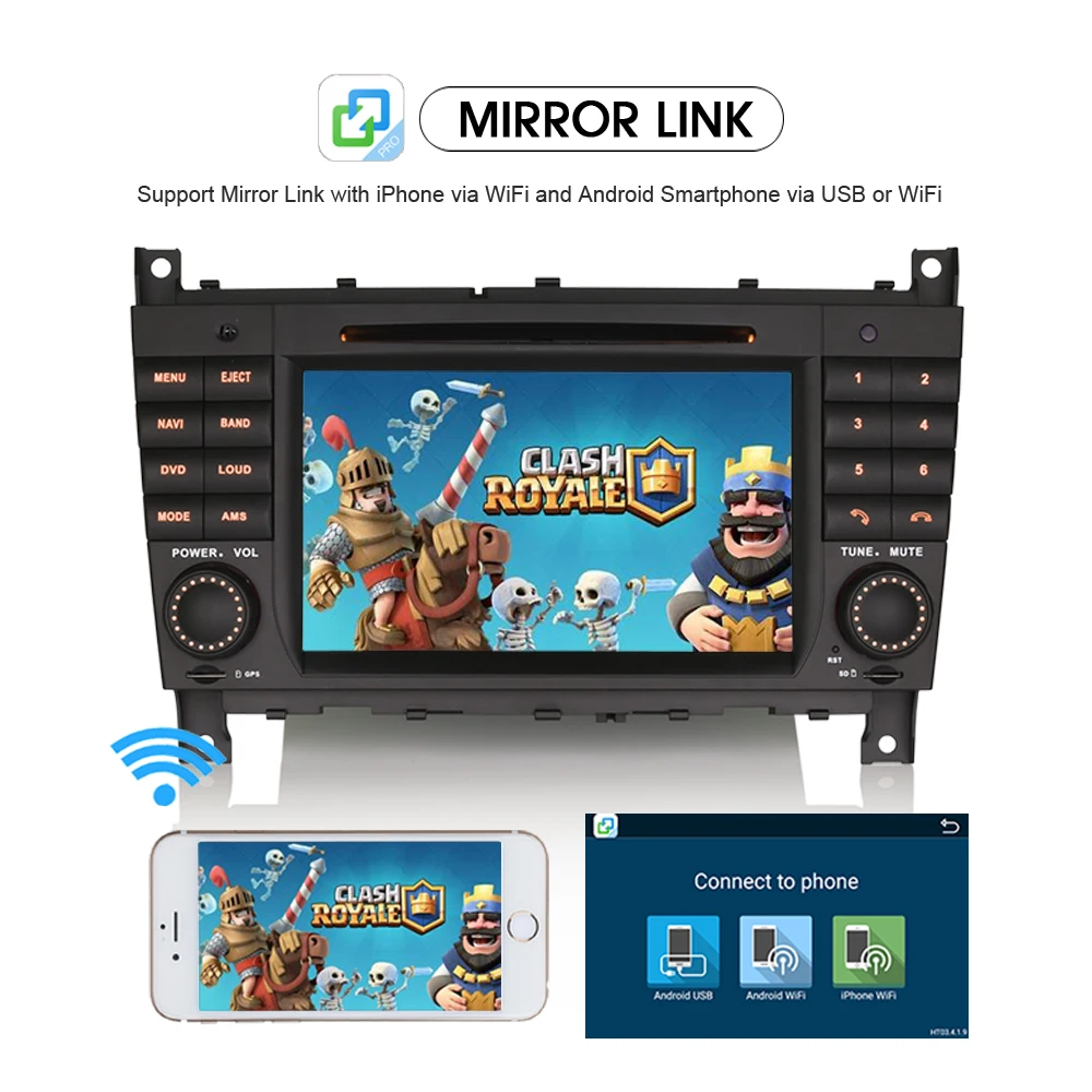 Flash Deal 7"Android 6.0 Car Stereo GPS Sat Nav DAB+ Car Multimedia Player for Mercedes Benz C CLC CLK Class W203 W209 1