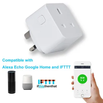 

Smart Plug Wifi Outlet Compatible for Alexa Echo/Google Home with Timer Function UK standard Wifi smart socket three-pin socket