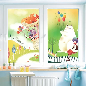 

Kindergarten glass stickers decoration window stickers window stickers creative cartoon frosted glass film light opaque