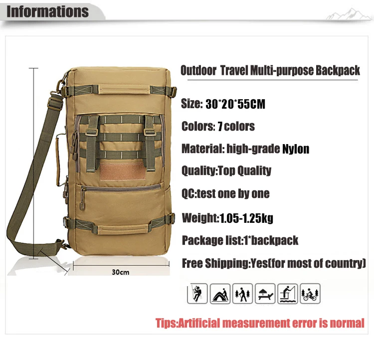 50L тактическая сумка водонепроницаемый военный рюкзак для женщин и мужчин походный рюкзак 900D нейлоновая спортивная сумка рюкзак для
