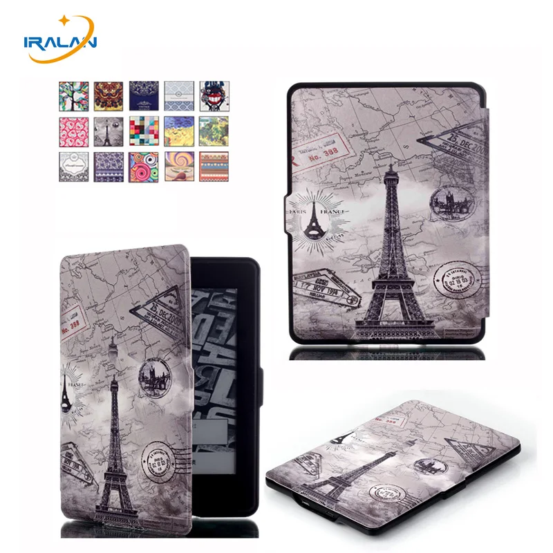 

Ultra Slim Printed Case for Amazon Kindle Paperwhite 1 2 3 PU Leather smart cover for Kindle 958 6th generation E-BOOK+Film+pen