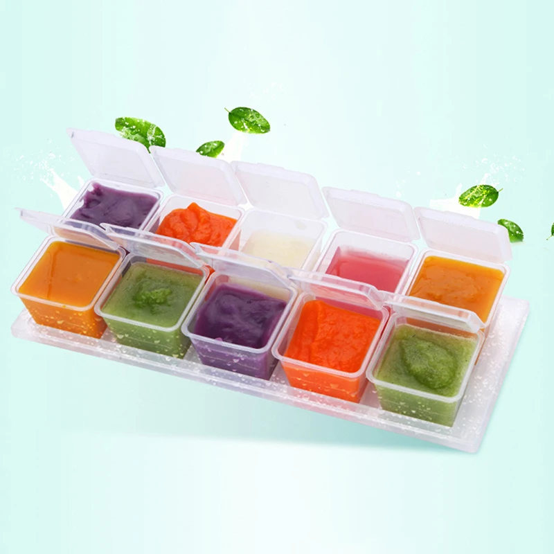 Portable Baby Food Supplement Puree Storage Box, Crisper Independent Sub-grid Box Microwavable