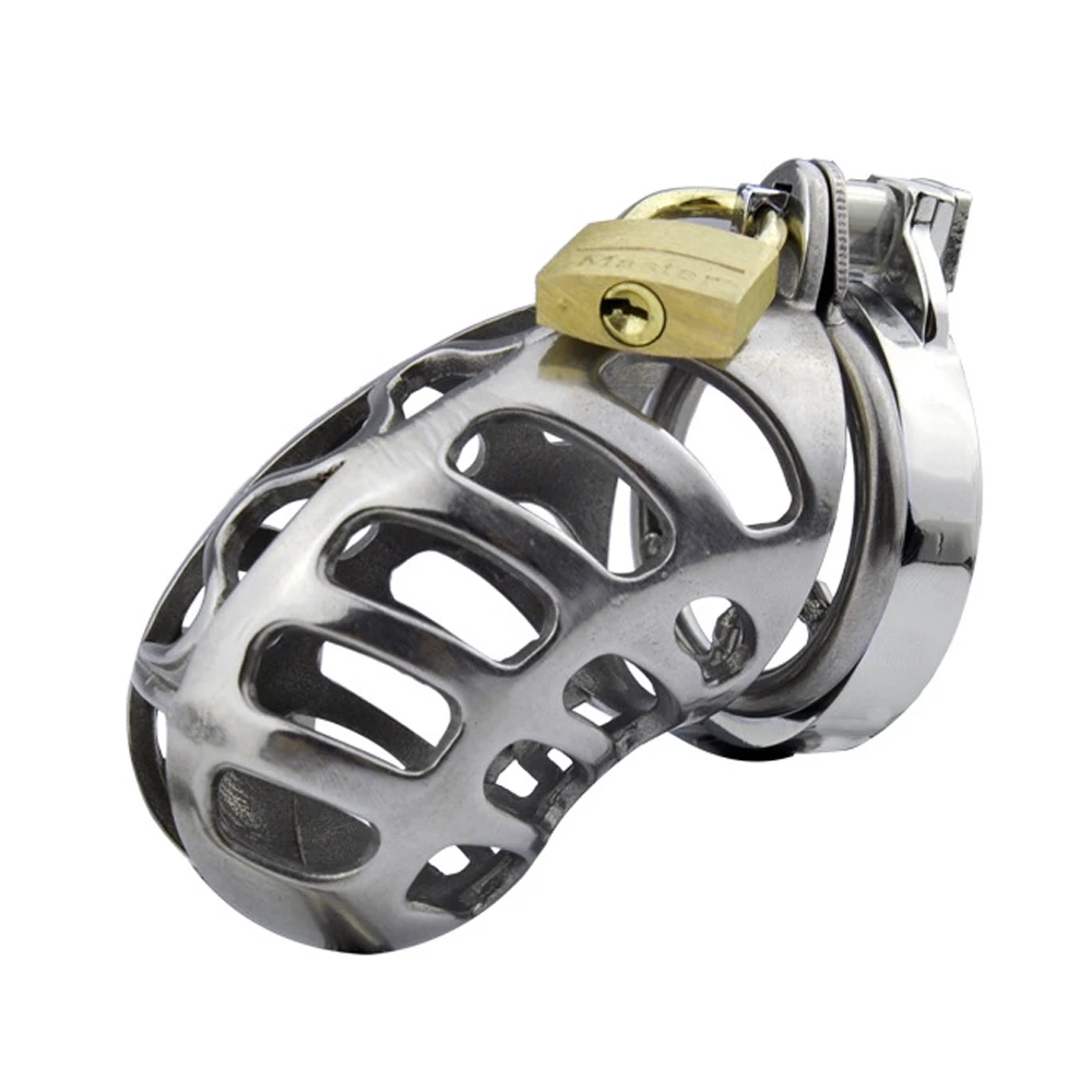 

Stainless Steel Male Birdcage Belt with AntiShedding Ring Male Protective Device Cock Lock Cage Chastit Device Panis Ring under