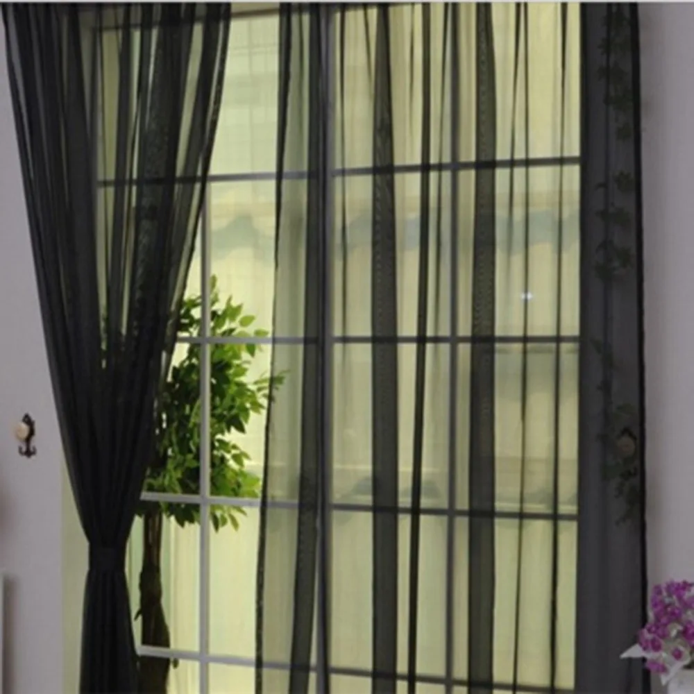 

Fashion Simple Solid Colors Tulle Door Window Curtain Washable Drape Panel Sheer Scarf Valances Translucent Design