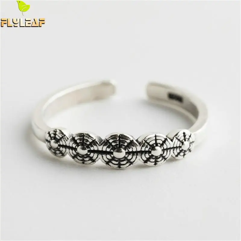 

Flyleaf 925 Sterling Silver Rings For Women Spider Web Personality Fashion Fine Jewelry Simple Open Ring Vintage High Quality