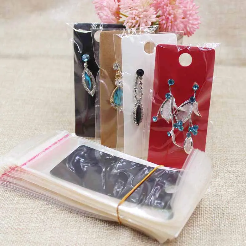 

100pcs +100opp bag 2019 Hotsale4*9cm kraft&black &white&hotpink paper jewelry display card earring Studs packaging hang tag