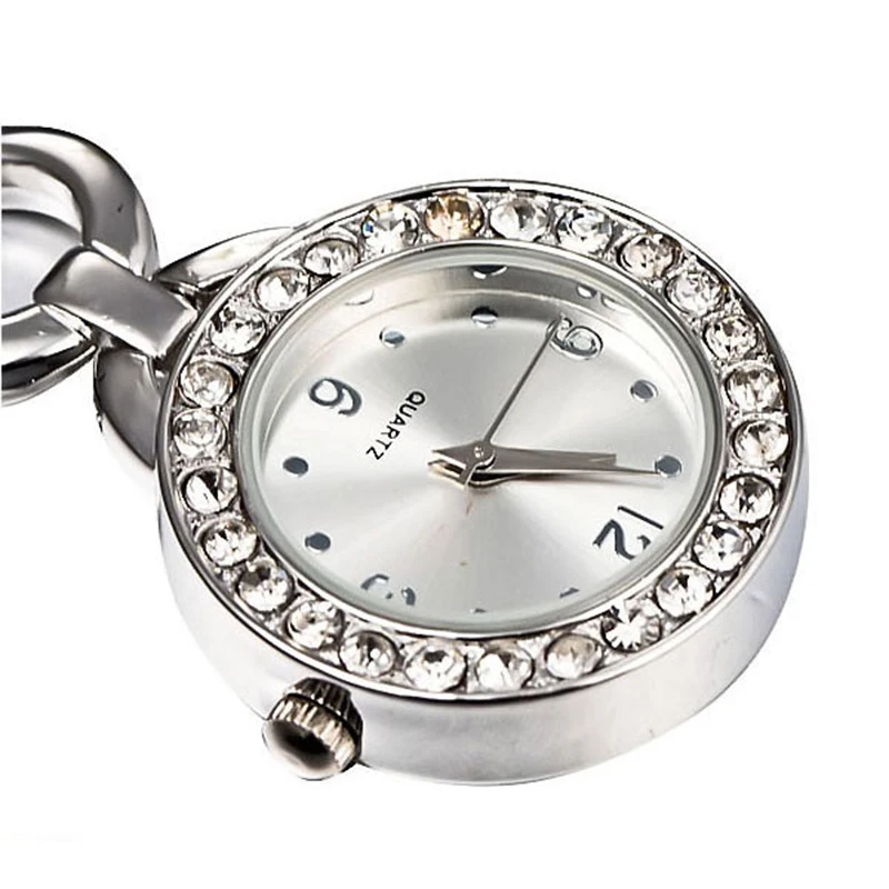 2 Colors Rhinestone Crystal Stainless Steel Watch Elegant Woman Lady Quartz Brooch Nurse Watch Women Gold Silver Luxury Watches