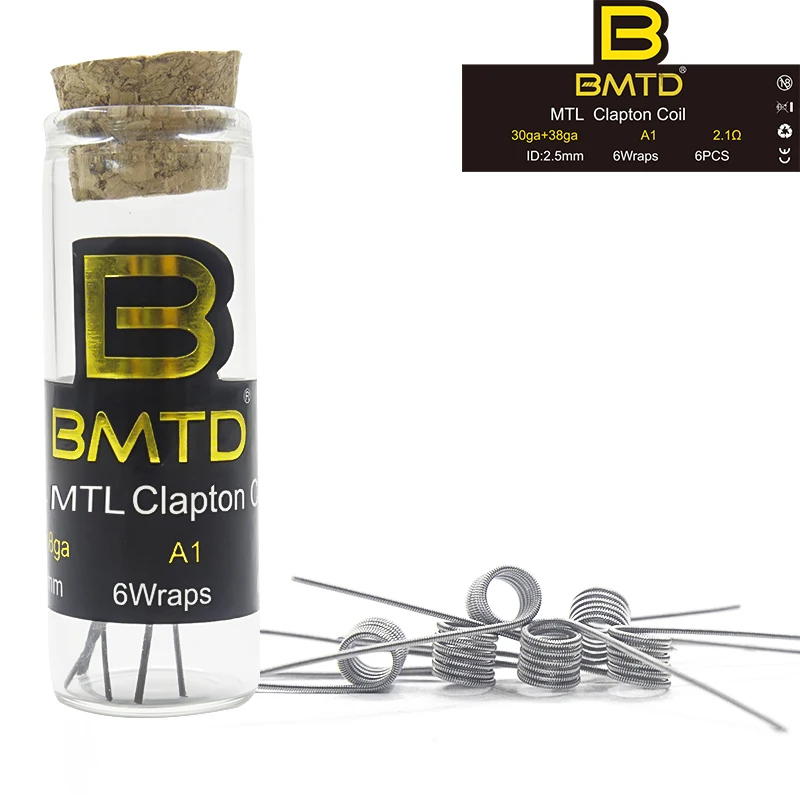 

BMTD MTL Clapton Fused Clapton Coil A1 SS316 Ni80 Prebuilt Coils for DIY MTL Vaper RDA RTA Tank Atomizers High Resistance