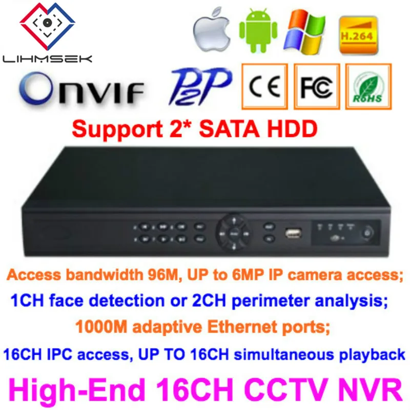 Lihmsek 16CH камеры видеонаблюдения IP NVR 1080 P Поддержка ONVIF P2P виды просмотр на мобильном устройстве бесплатное клиентское программное обеспечение 16 Каналы безопасности сетевой видеорегистратор