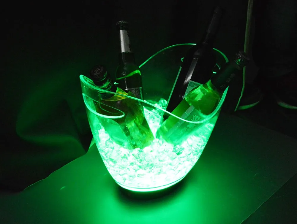 

4L Volume plastic led ice bucket single color,4L bars nightclubs LED light up ice bucket Champagne wine beer bucket bars