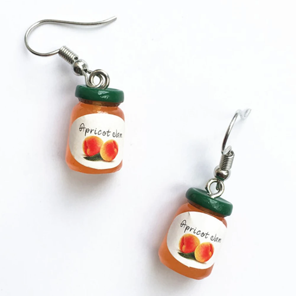 

1 Pair Women Earrings Temperament Jam Bottle Hook Jewelry Smooth Funny Pendant Elegant Resin Charms Cute Cartoon Fabala DIY