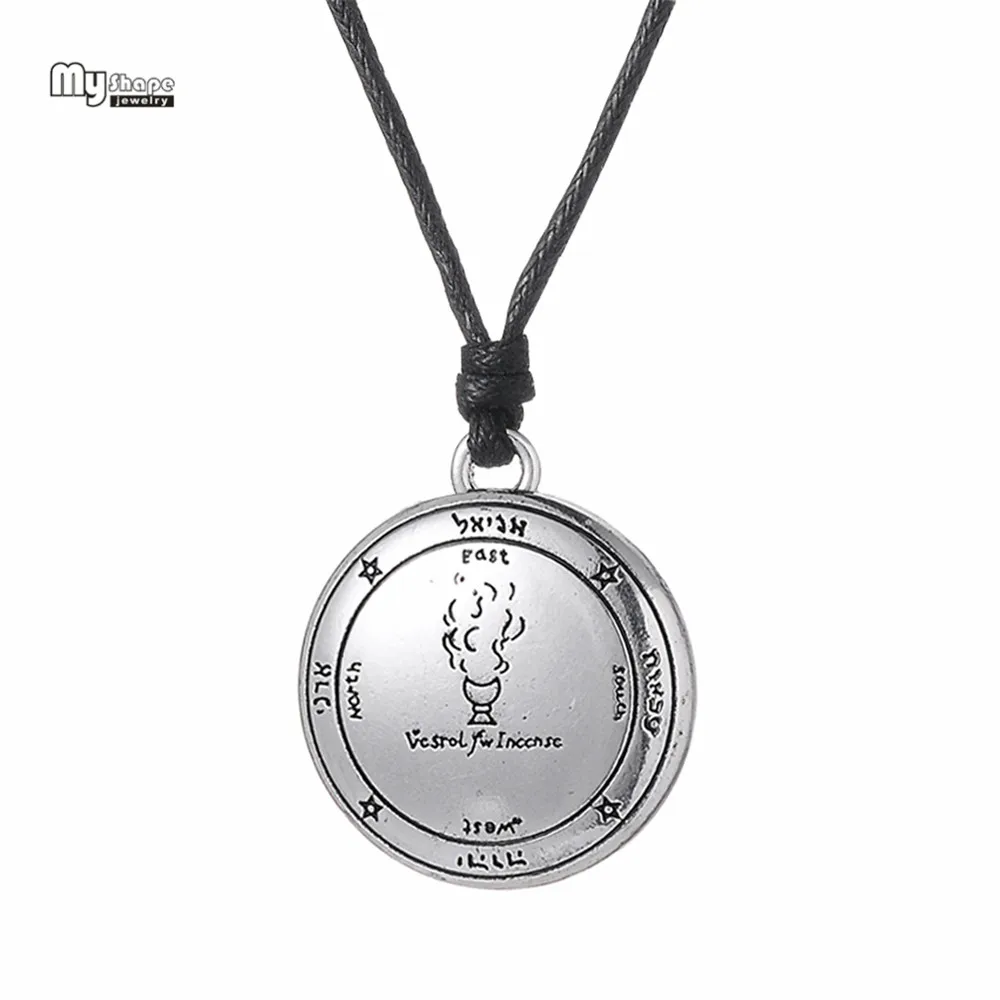

My Shape Pentagram Key of Solomon Pendant Amulet Statement Necklaces Link Chain Tin Talisman Necklace Interpreter Wicca Choker