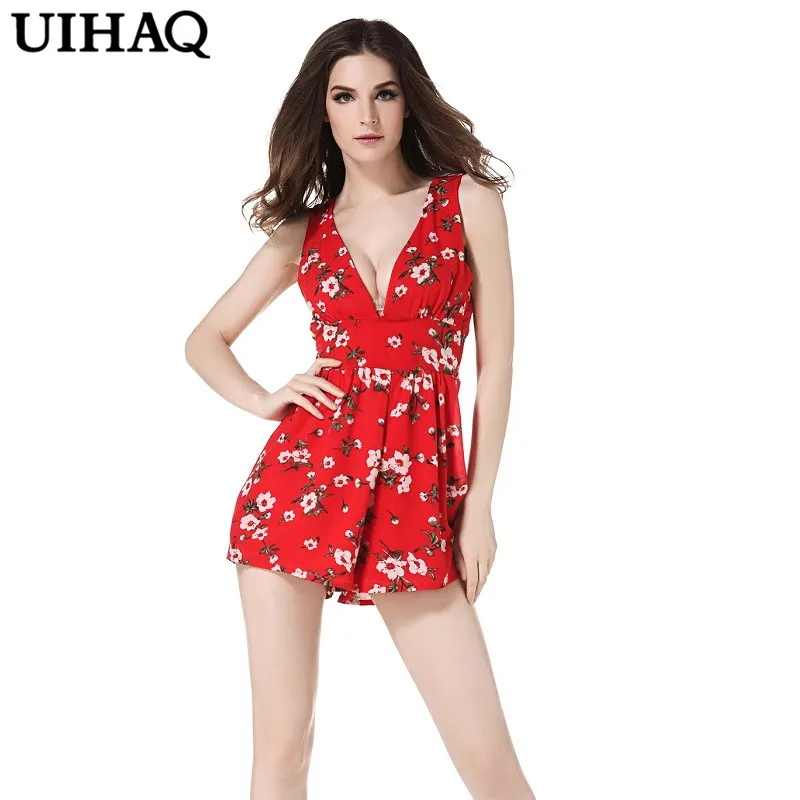 2018 Beachwear Floral Overalls Casual Chiffon Rompers Womens Jumpsuit 