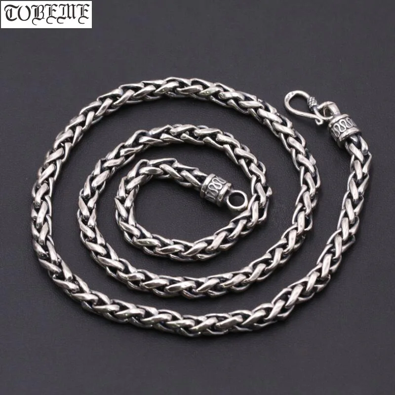 

6MM 100% 925 Silver Necklace Vintage Thai 925 Sterling Longevity Neckace Man Necklace