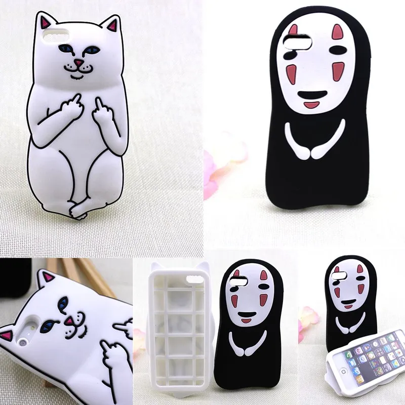 Goede 3D Middelvinger Pocket Kat Telefoon Case voor iPhone 6 s 7 8 Noface Capinha Para O iPhone 7 Terug cover Case Voor iPhone 5 s E Coque
