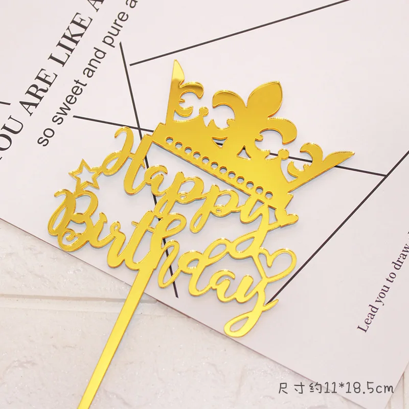 33 Designs Happy Birthday Cake Topper Acrylic Cake Toppers Star Cupcake Toppers Baby Shower Party Supplies Cake Decorating - Цвет: GOLD11