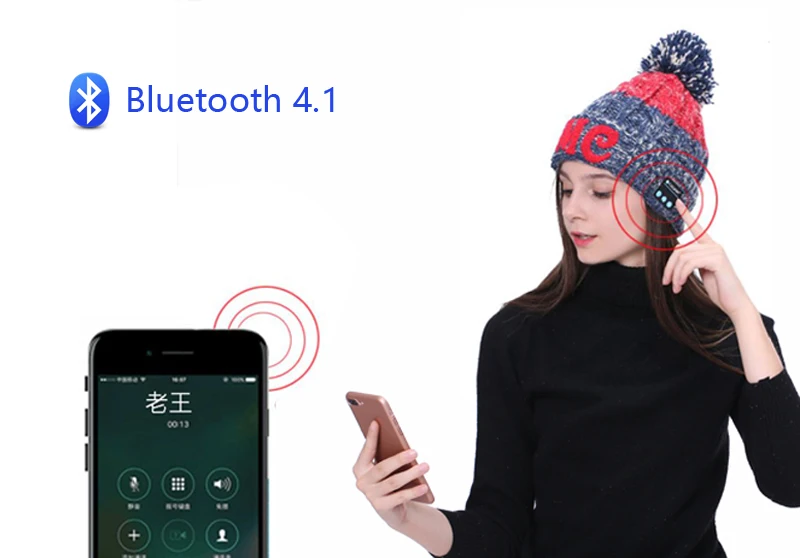 BGreen, Bluetooth, вязаная шапка, наушники для зимнего использования, теплый свитер, наушники с микрофоном, поддержка Bluetooth, вызов