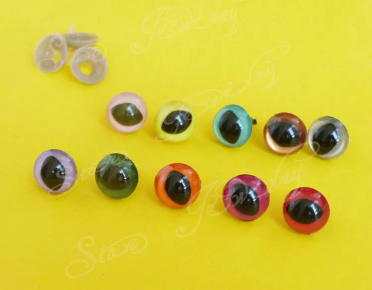 160pcs/lot handicraft 16mm plastic safety toy cat eyes with wsher for