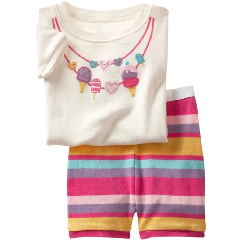 Фиолетовый кот Комплекты одежды для девочек летние пижамы для девочек 2-7 лет короткий рукав Комплект детской одежды для сна детская пижама футболка Брюки для девочек