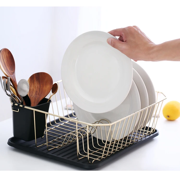 Большая кухонная столешница, сушилка для посуды для раковины со съемным поднос для столовых приборов и дренажной доски