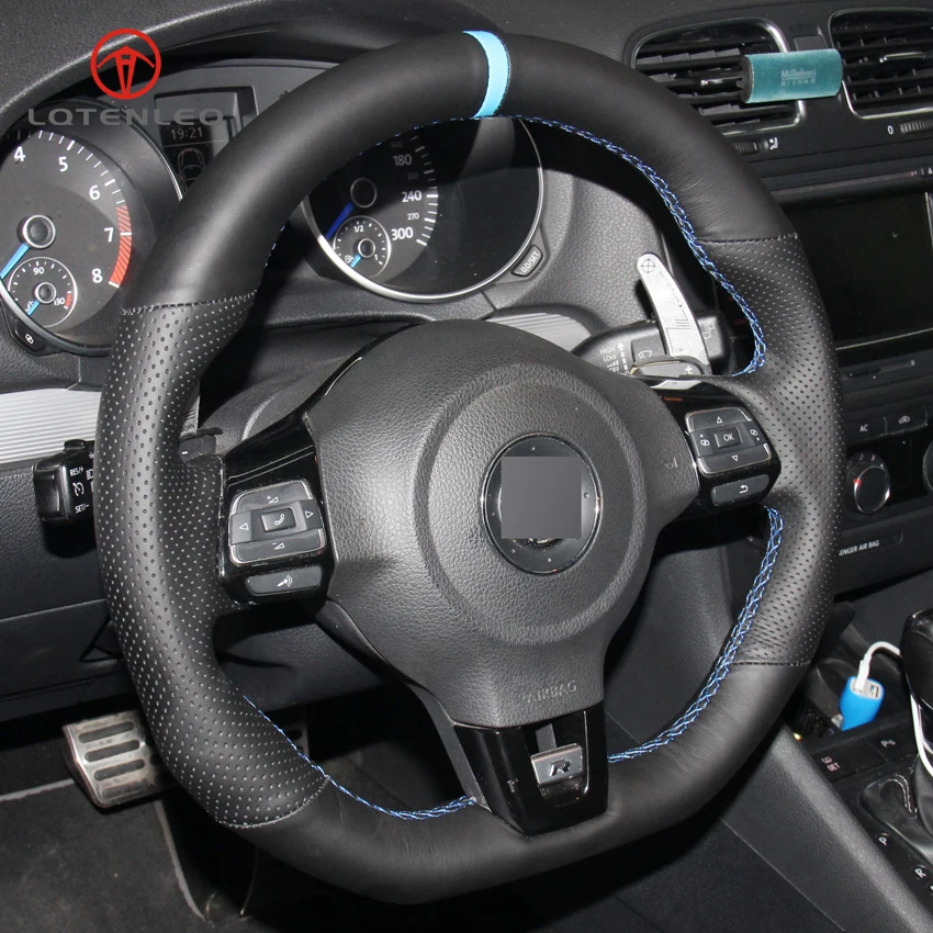 LQTENLEO черный из натуральной кожи DIY автомобиля Руль Обложка для Volkswagen Golf 6 GTI MK6 VW Polo GTI Scirocco R passat CC