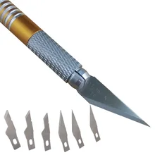 Инструменты для резьбы по дереву, гравировка, скульптура, нож, скальпель, произведение искусства, режущий нож, сделай сам, 6 лезвий+ 1 Ручка ножа