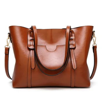 

new female bag cross-border oil wax leather fashion cheap high quality single shoulder bag contracted ladies handbags