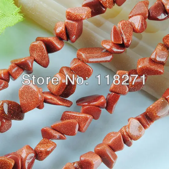 

WOJIAER Free Shipping 4~8MM Gold Sand Chips Gem Loose Beads Strand 35 Inches PG3000