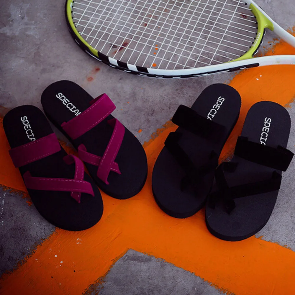 

Best selling women's summer solid color flip-flops casual fashion large size slippers flat sandals beach open toe shoes slippers
