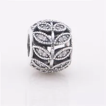 Encantos de los ajustes Europeos Pulsera Joyería de Plata Esterlina Auténtica Ronda Bolas Sparkling CZ Piedras Deja DIY Resultados de La Joyería