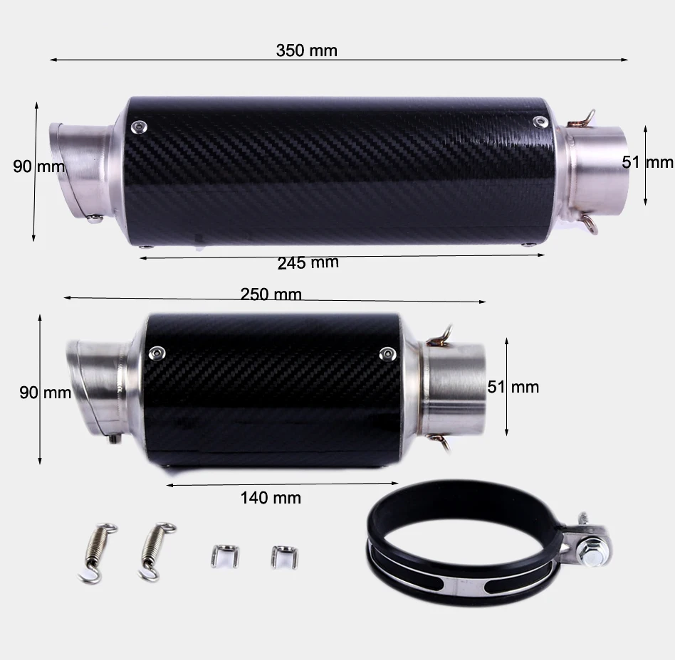 36~ 51 мм универсальный скутер Байк мотоцикл выхлопной глушитель выхлопной трубы побег MT-03 SR400 XJR400 YZF-R3 R25 SR500 XSR700 YZF-R6 XSR900