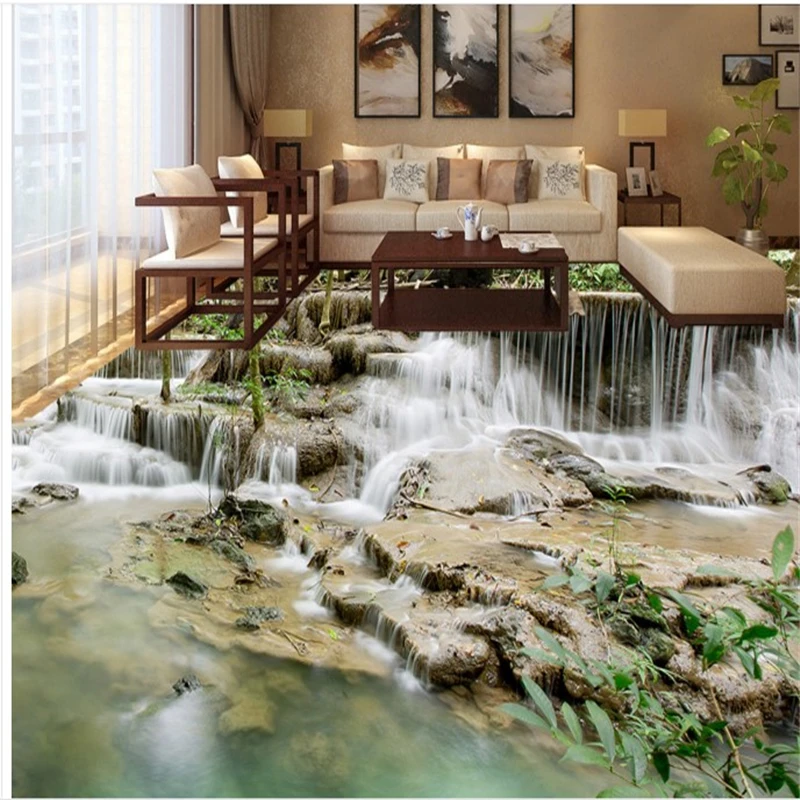Beibehang пользовательские 3D Открытый водопад напольная плитка Трехмерная живопись Толстый водонепроницаемый износостойкий пол