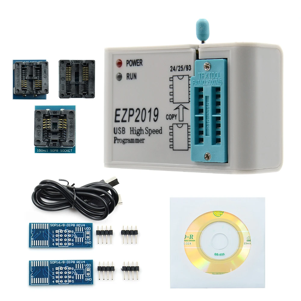 

Factory Price! Newest Version EZP2019 High-speed USB SPI Programmer EZP 2019 Support24 25 93 EEPROM 25 Flash BIOS Chip+5 Socket