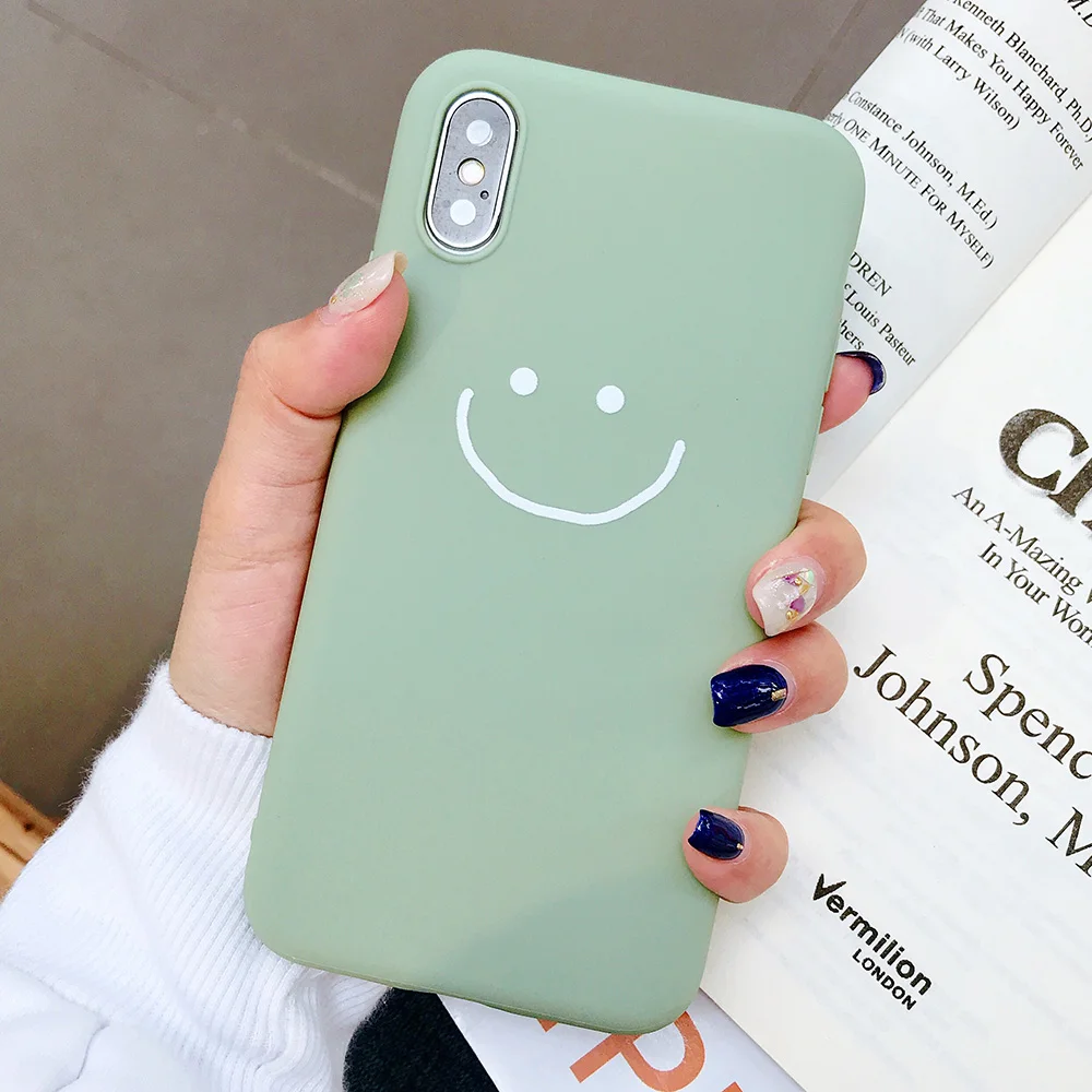 KIPX1083E_1_JONSNOW Phone Case for iPhone X XR XS Max Candy Color Smiley Pattern Soft Silicone Case for iPhone 7 8 6S 6 Plus Back Cover