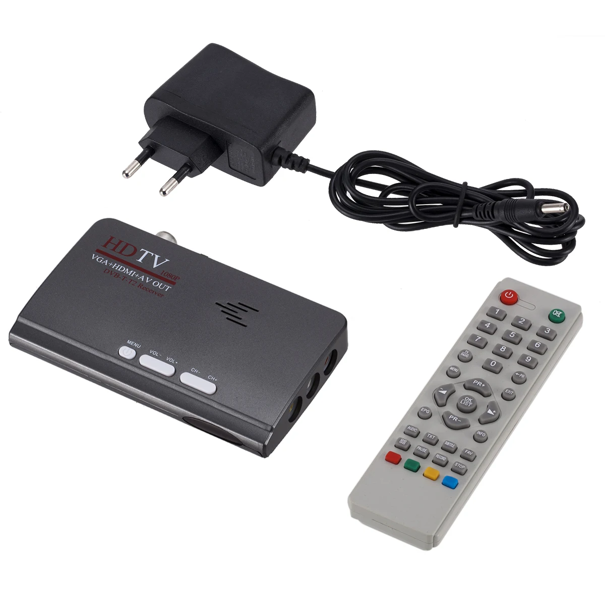 DVB-T DVB-T2 ТВ тюнер приемник DVB T/T2 ТВ коробка VGA AV CVBS 1080P HDMI Цифровой HD спутниковый приемник с пультом дистанционного управления