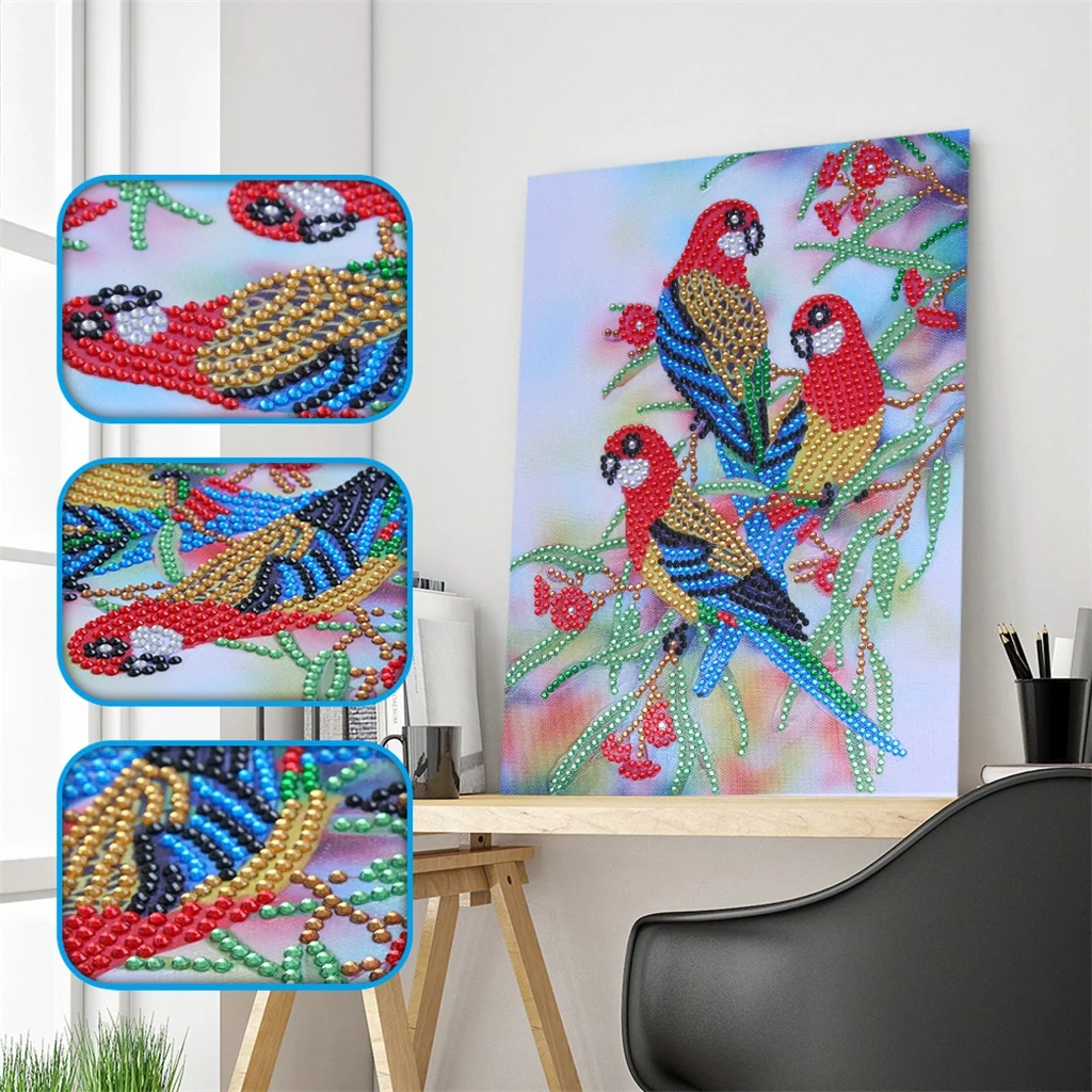 

5D Diy Special Shaped Birds on the tree Diamond Embroidery Needlework 3D Resin Diamond Painting Cartoon Animal Kits Wall Decor