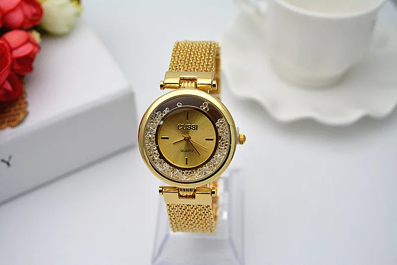 CUSSI, Топ бренд, роскошные золотые наручные часы, стразы, браслет, часы для женщин, модные женские часы, часы, Relojes