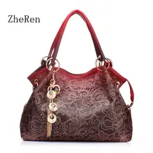 Zhe Ren Ahueca Hacia Fuera el Gran Bolso de Mano de Cuero de Lujo de Las Mujeres bolsos de Hombro, Mujeres de la manera Bolso de Marca Bolso Bolsa Femininaженщины сумку
