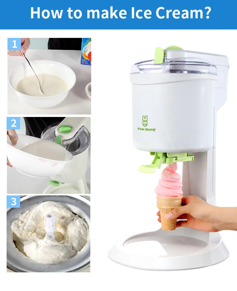 Розовый кролик машина мороженое полностью автоматическая мини фруктовое мороженое для дома электрический DIY Кухня Maquina De Sorvete для детей