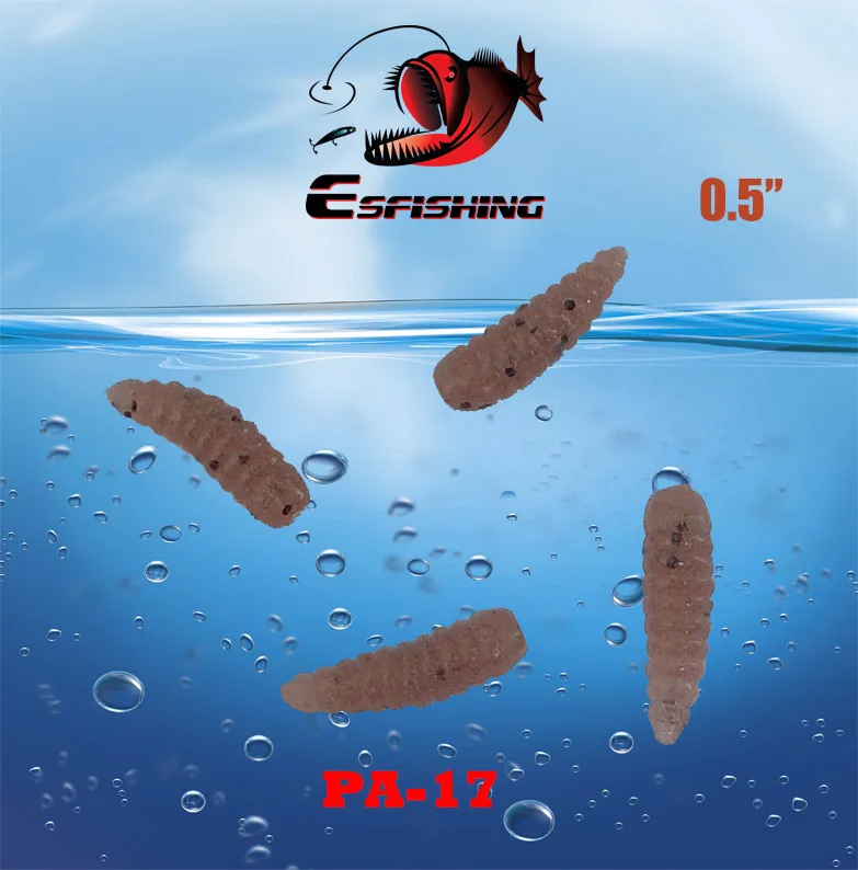 Esfishing 100 шт. 1,2 см Esfishing MAGGOT 0," мягкие приманки хлеб червь приманка для подледной рыбалки Isca искусственные снасти Кремниевая приманка форель - Цвет: PA17