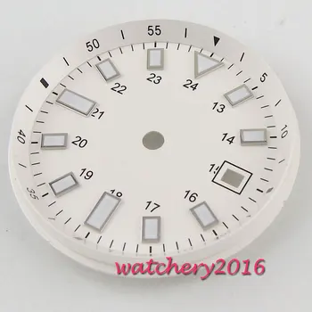 

33mm White Sterile Watch Dial Luminous marks Date fit for 2824 2836 Miyota 8215 8205 Movement