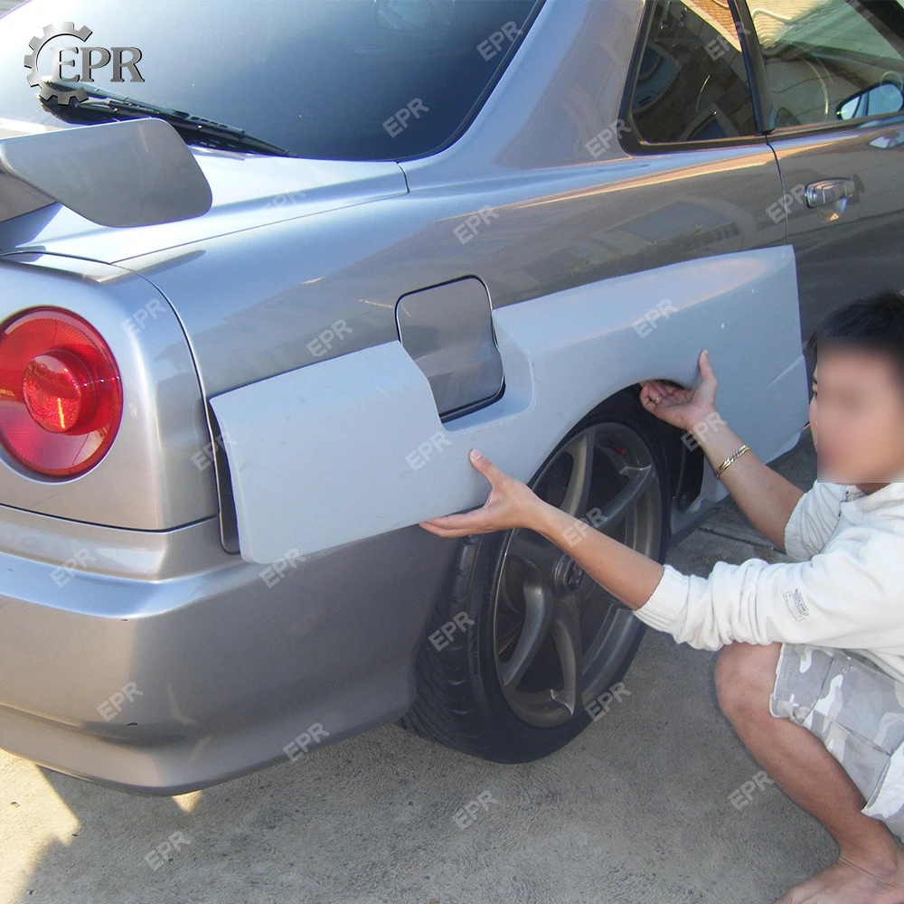 For Nissan Skyline R34 Gtt Gtr Style Frp Glass Fiber Rear Wider Fender Body Kit Tuning Part For Gtr R34 Fiberglass Wider Fender Body Kits Aliexpress