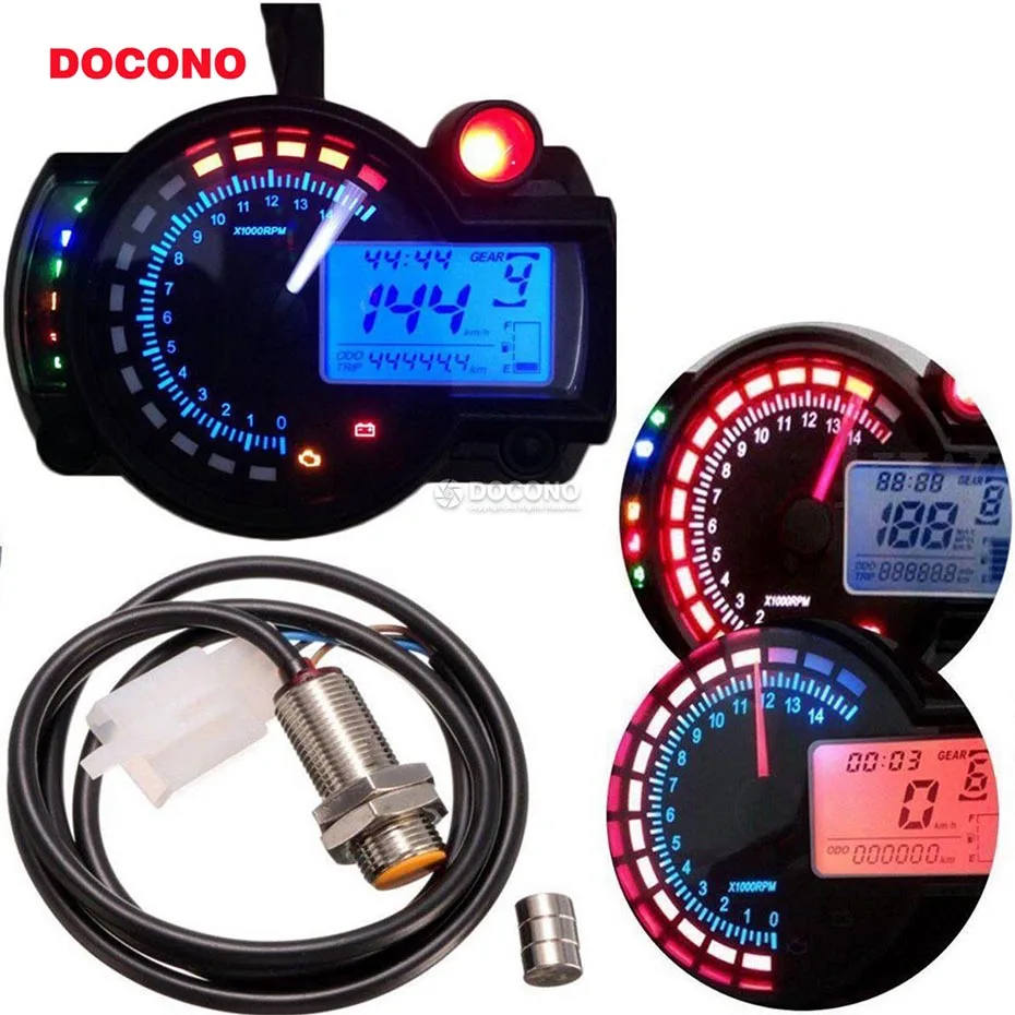 Docono Universal Motorcycle Motorbike Lcd Digital