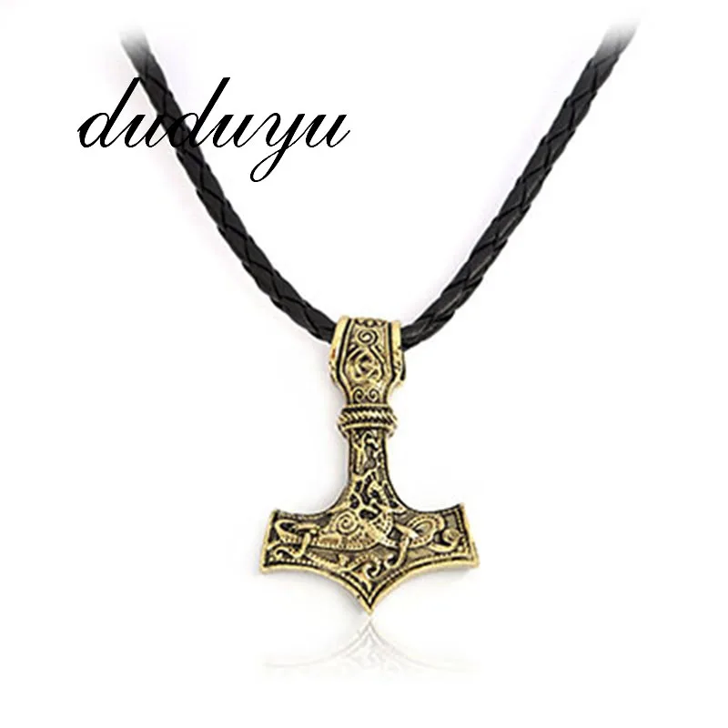 

Dropshipping 1pcs Thor's Hammer Mjolnir Man Pendant Necklace Viking Scandinavian Norse Viking Man Necklaces with Stainless Steel